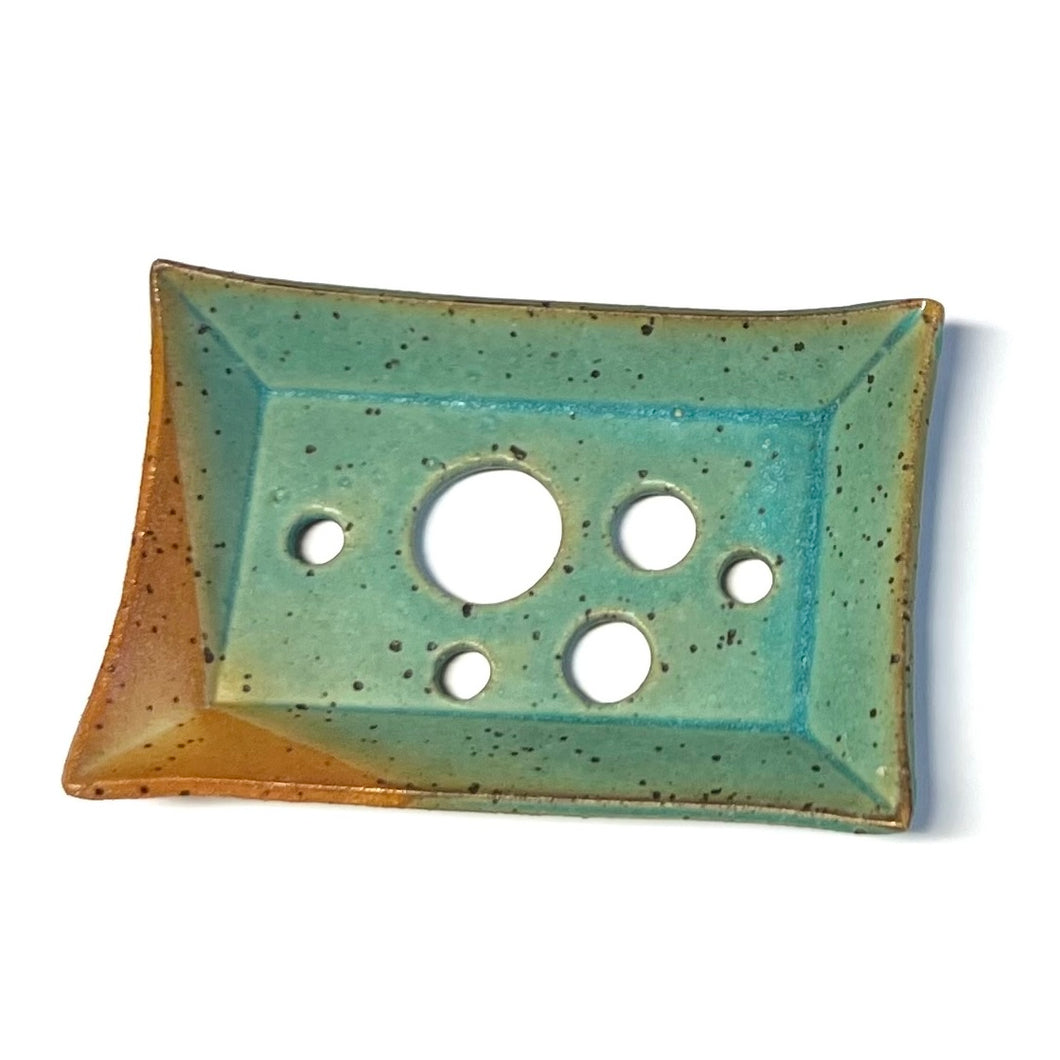 Seifenschale, türkis-bronze